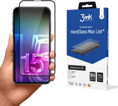 Obrázek produktu pro 3mk HardGlass Max Lite - Tvrzené sklo pro iPhone 15 Pro (černé)