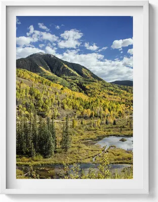 Produktbild von Landschaft Bergvegetation– Wandbild mit Rahmen – Gerahmtes Bild  – Wanddekoration – 60x80 cm –  Weiß Rahmen