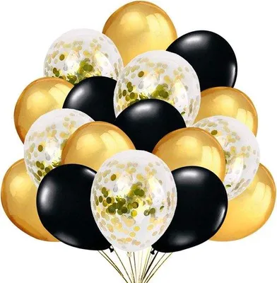 Immagine prodotto di Palloncini da festa in lattice dorati e neri per Capodanno, compleanni e feste di laurea