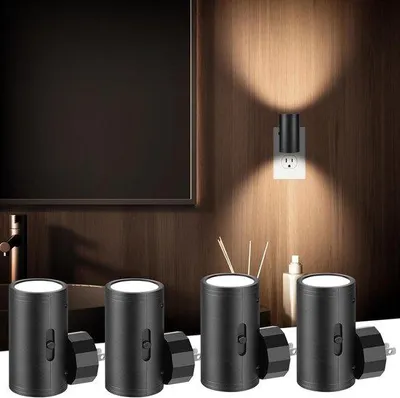 Image de Spots LED à intensité variable avec prise - Lampes de nuit avec prise, détecteurs de mouvement - 5-300 lumens, intensité réglable - 2700K - Spots LED à intensité variable pour cuisine, couloir, chambre et escalier