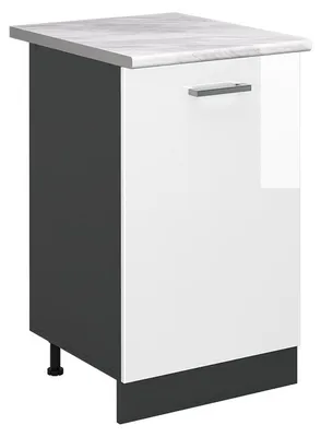 Zdjęcie produktu dla Szafki kuchenne Vicco R-Line Biały wysoki połysk/Antracyt 50 cm blat roboczy Marmur, Model 70298