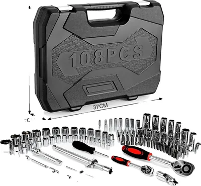 Immagine prodotto di Set di chiavi a bussola, 108 pezzi, struttura resistente, 108Pcs