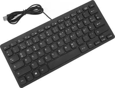 Obrázek produktu pro 78 kláves Jazyk Ultra tenká klávesnice Plug and Play Splash Proof USB drátová kompaktní klávesnice pro anglické dvojjazyčné uživatele němčina (QWERYZ Layout)