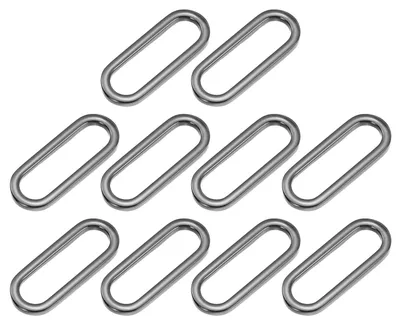 10 ovale Metallringe, 1,35 cm, Gürtelschnalle, Schwarz Metallic