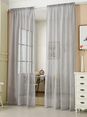 Produktbild von WOLTU Gardinen transparent mit Kräuselband Leinen Optik, Vorhang Stores Voile Fensterschal Dekoschal Hellgrau 140x175 cm (1 Stück)