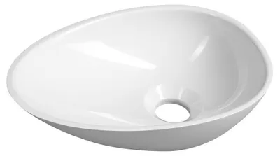 Image de KEA lavabo en fonte de marbre à poser 32x22cm, blanc