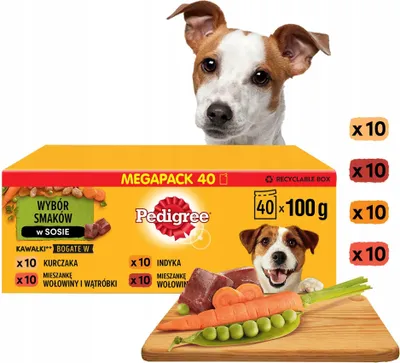 Image de PEDIGREE Sélection mixte avec sauce aux légumes Ind/Jag/Woł/Kur 40x100g