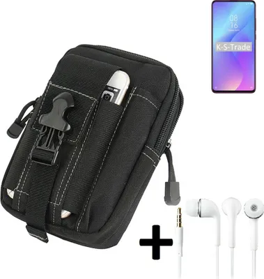 Produktbild von K-S-Trade Gürteltache + Kopfhörer kompatibel mit Xiaomi Mi 9T Gürtel Tasche Holster Schutz Hülle Handy Hülle  schwarz inkl. Extrafächer