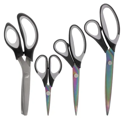 Titanium-Softgrip-Scheren-Set, 4 Stück, Schwarz