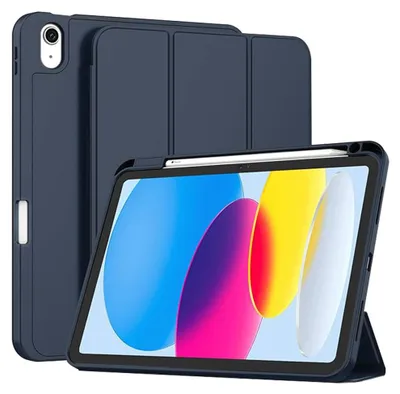 Produktbild von Techsuit Flex Trifold Tablet-Hülle mit Pencil-Halter für Apple iPad 2022 - Dunkelblau