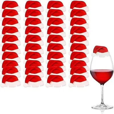 Produktbild von 40 Stück Weihnachtsdekorationen Weinglas Hutkarten Party Urlaubsdekorationen,