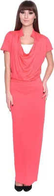 Produktbild von Damen Kleid Dress Maxikleid Lang : Koralle S/M 36/38