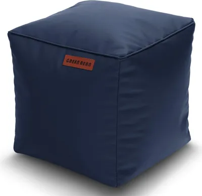 Produktbild von Green Bean® Sitzhocker aus Kunstleder - Pouf mit EPS Perlen Füllung - 40 x 40 cm - perfekte Ergänzung zum Sitzsack - Sitzwürfel Sitzkissen Hocker Fußhocker - Dunkelblau