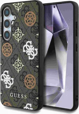 Zdjęcie produktu dla Etui Guess 4G Printed Colored Peony Pattern MagSafe do Samsung Galaxy S25 brązowy