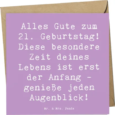 Produktbild von Mr. & Mrs. Panda Grußkarte Spruch 21. Geburtstag Freude - Lavendeltraum - Geschenk, Glückwunschkarte, Geburtstagsgeschenk, Happy Birthday, Erwachsenwerden, Meilenstein