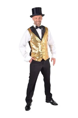 Produktbild von M216263-90-M-L gold Herren Pailletten Weste Show Kostüm Gr.M-L=52-56