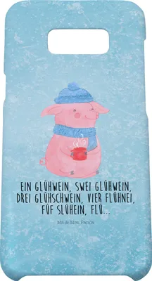 Produktbild von Mr. & Mrs. Panda Samsung Galaxy S8 plus Handyhülle  Schweinchen Glühwein - Eisblau - Geschenk, Hülle, Spruch, Weihnachten, Betrunken, Handy, Weihnachtsmarkt, Case, Cover