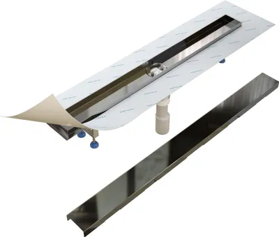 Produktbild von Aquabad PVD beschichtete Edelstahl Duschrinne in Schwarz 70 cm, inkl. Viega Siphon und Blende, Abgang senkrecht Mitte