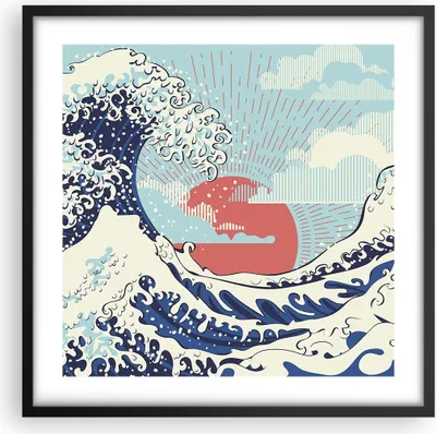 Produktbild von Gerahmtes Poster - Schwarzer Rahmen - Rot modern vielleicht - 50x50 cm - Wand Bild - Wanddeko - Wandbilder - Kunstposter - Wandposter - Bilderrahmen - Bilder - Kunstdruck - P2BAC50x50-4435