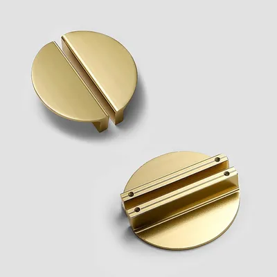 Produktbild von 6 Stück goldene Halbmond-Kastengriffe - modernes Aluminium für Wohnzimmer, Küche, Büro, Nachttisch, Kommode