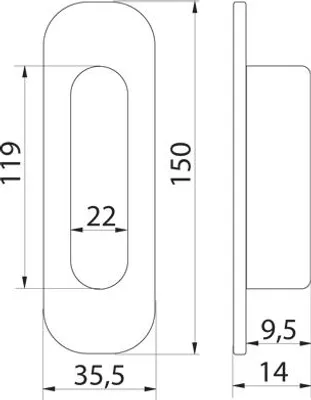 Zdjęcie produktu dla Owalny uchwyt do drzwi przesuwnych B-HARKO R003CP 151x35 mm, chrom (2 szt.)