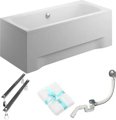 Obrázok produktu pre Aqua For You | Vaňa - Obdĺžniková vaňa Ines - 170 X 75 Cm - Antibakteriálny povrch - 180 L - s obložením - s sifónom