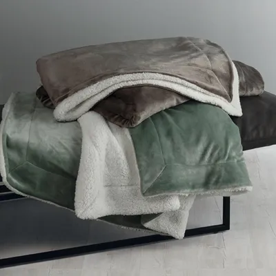 Produktbild von Kuschel Wendedecke Boston taupe Wohndecke Flausch Fell 150x200