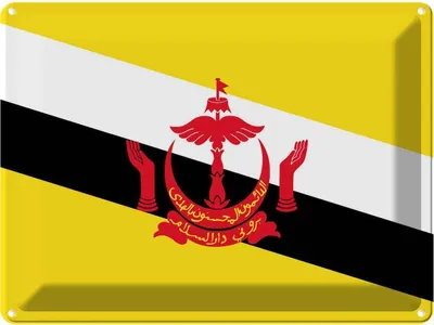 Produktbild von vianmo Blechschild 30x40 cm Bruneis Brunei Flagge Fahne Wappen