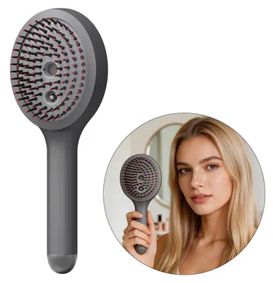 Produktbild von Elektrische Massage Haarbürste mit Sprühfunktion, Rotlicht & Vibration, antistatische Volumenbürste für lange & lockige Haare, wiederaufladbar