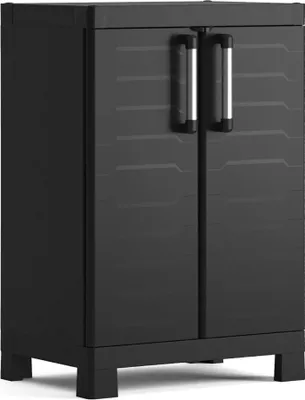 Produktbild von Dmora Terrassen-Schrank Terrebonne 65x45x97h cm Schwarz, 2 Regalböden, 2 Türen