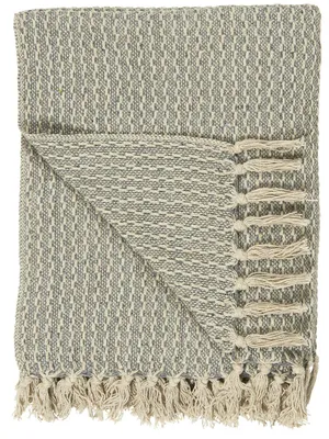 Produktbild von IB Laursen Plaid Blau Creme Baumwolle Decke 130x160 Wolldecke Kuscheldecke