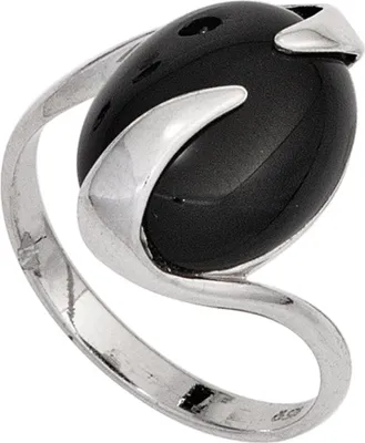 Produktbild von JOBO Damen Ring 925 Sterling Silber rhodiniert 1 Onyx Silberring Größe 58