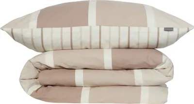 Produktbild von Schiesser Bettwäscheset Brody | 2-teilig | Gestreift | Feinbiber | 100% Baumwolle |   | Reißverschluss | 135x200cm + 80x80cm | Taupe
