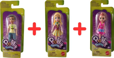 Obrázek produktu pro Mattel Polly Pocket 3-dílná sada GKL28 Niclas v ananasovém tričku + GKL31 Lila v růžových šatech + GKL32 Lila v růžových šatech, dárková sada
