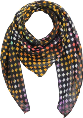Produktbild von Baumwollschal - Karos 1 Batik schwarz - bunt - quadratischer Stoff