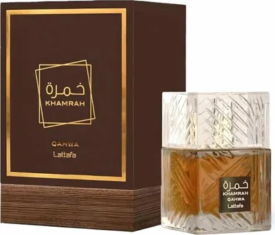 A perfume bottle and its box are displayed against a white background.