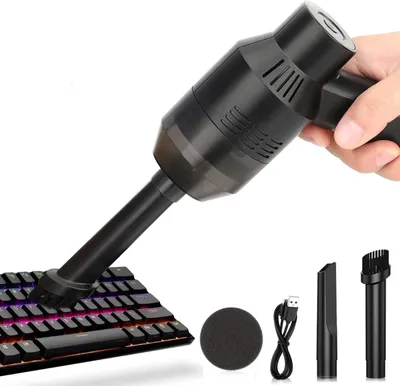 Produktbild von Tragbarer Mini USB Handstaubsauger 2000mAh, Leise für Auto & PC, 3 Aufsätze, Schwarz