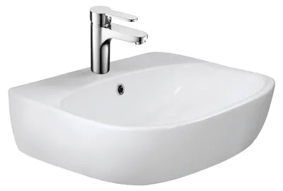 Produktbild von sanicomfort Waschtisch-Set FORM, 60 cm, weiß, Waschbecken inkl. Armatur & Zubehör, Keramik