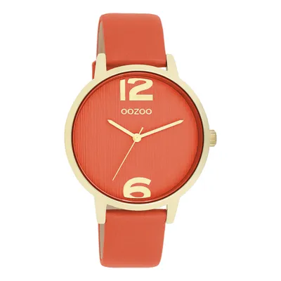 Produktbild von Oozoo Damen Lederarmband Uhr Timepieces orange Analog Quarzuhr UOC11341