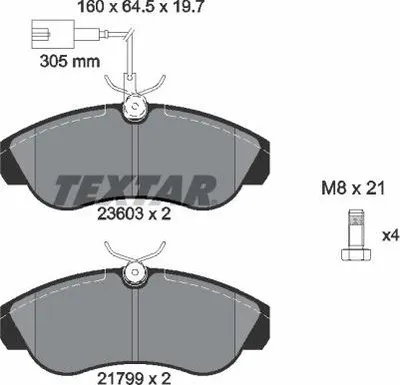 Produktbild von TEXTAR Bremsbeläge Satz Vorne für FIAT DUCATO Pritsche/Fahrgestell (230) 2360301