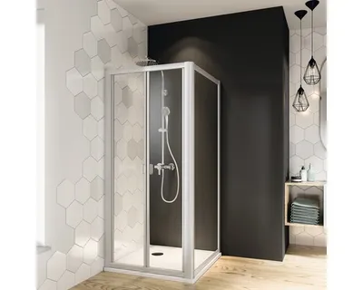 Produktbild von Falttür Breuer Fara 4 90 cm Klarglas Profilfarbe silber matt