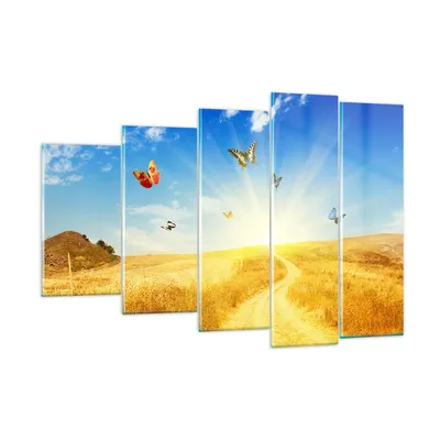 Produktbild von Bilder auf glas - Schmetterlinge Wiese Gras - 150x100cm - Glasbilder - Wandbilder - Kunstdruck - zum Aufhängen bereit - Wanddekoration aus Glas - Glas Bilder - Wandbild auf Glas - GEG150x100-0517