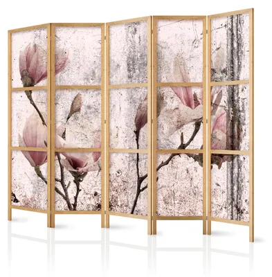 Produktbild von Muralo Japanischer PARAVENT 5-teilig Raumteiler klappbar PREMIUM-Vliesleinwand MAGNOLIEN VINTAGE für Wohnzimmer 225cmx172cm
