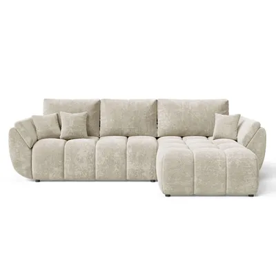 Produktbild von EZIMPAZ Schlafsofa CALVANI, Ecksofa Gesteppt mit Schlaffunktion und Bettkasten, Freistehende Polsterecke, DL-Automatik - Beige Rechts
