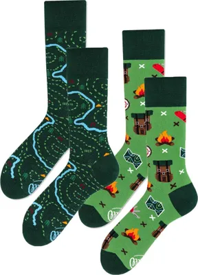 Produktbild von MANY MORNINGS Doppelpack Socken Uni Verschiedene Motive, Größe: Socken:43-46, Farbe:The Map