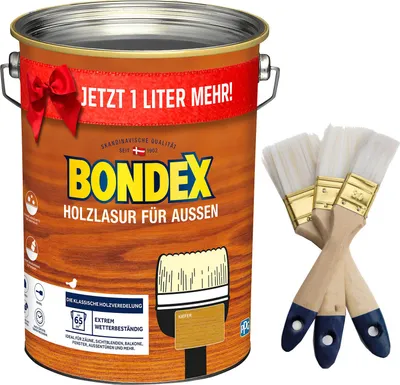 Produktbild von BONDEX Holzschutzlasur kiefer 5L Holz Lasur Schutz + Pinsel Holz Lasur Schutz