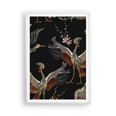 Produktbild von Gerahmtes Poster - Weißer Rahmen - Asiatisch Vögel Verziert - 70x100 cm - Wand Bild - Wanddeko - Wandbilder - Kunstposter - Wandposter - Bilderrahmen - Bilder - Kunstdruck - P2WPA70x100-4556