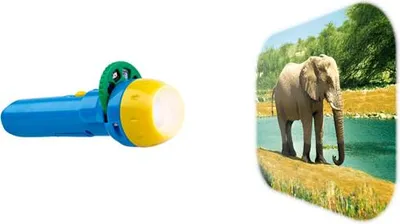 Zdjęcie produktu dla Fotoprojektor, latarka, mini projektor, pokaz zdjęć, zwierzęta Afryki, 24 slajdy