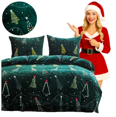 Produktbild von Baumwolle world Plüsch Bettwäsche 200x220cm Weihnachts-Design Warm