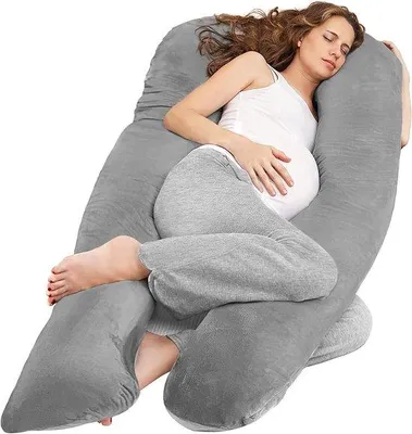 Immagine prodotto di Cuscino per la gravidanza a forma di U - sostegno per donne in gravidanza - 1 pezzo - grigio - velluto